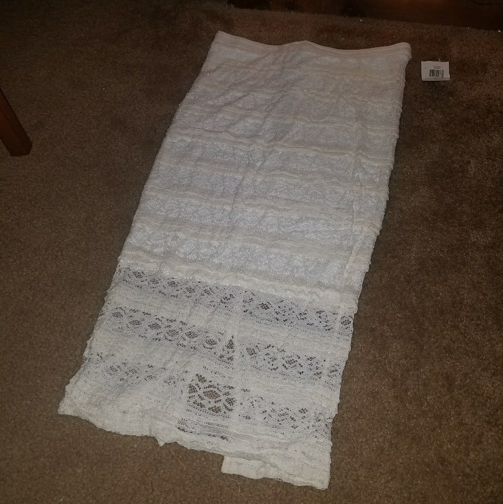 White lace midi skirt